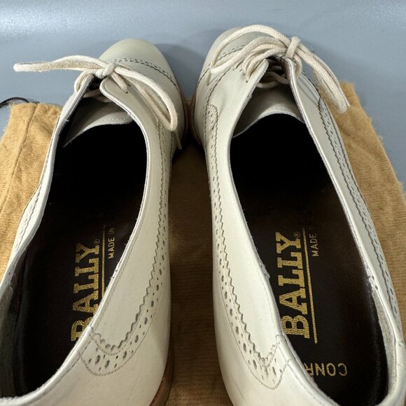 Authentic BALLY Made in Italy Beige Leather Oxford Dress Shoes, Size 8.5 B